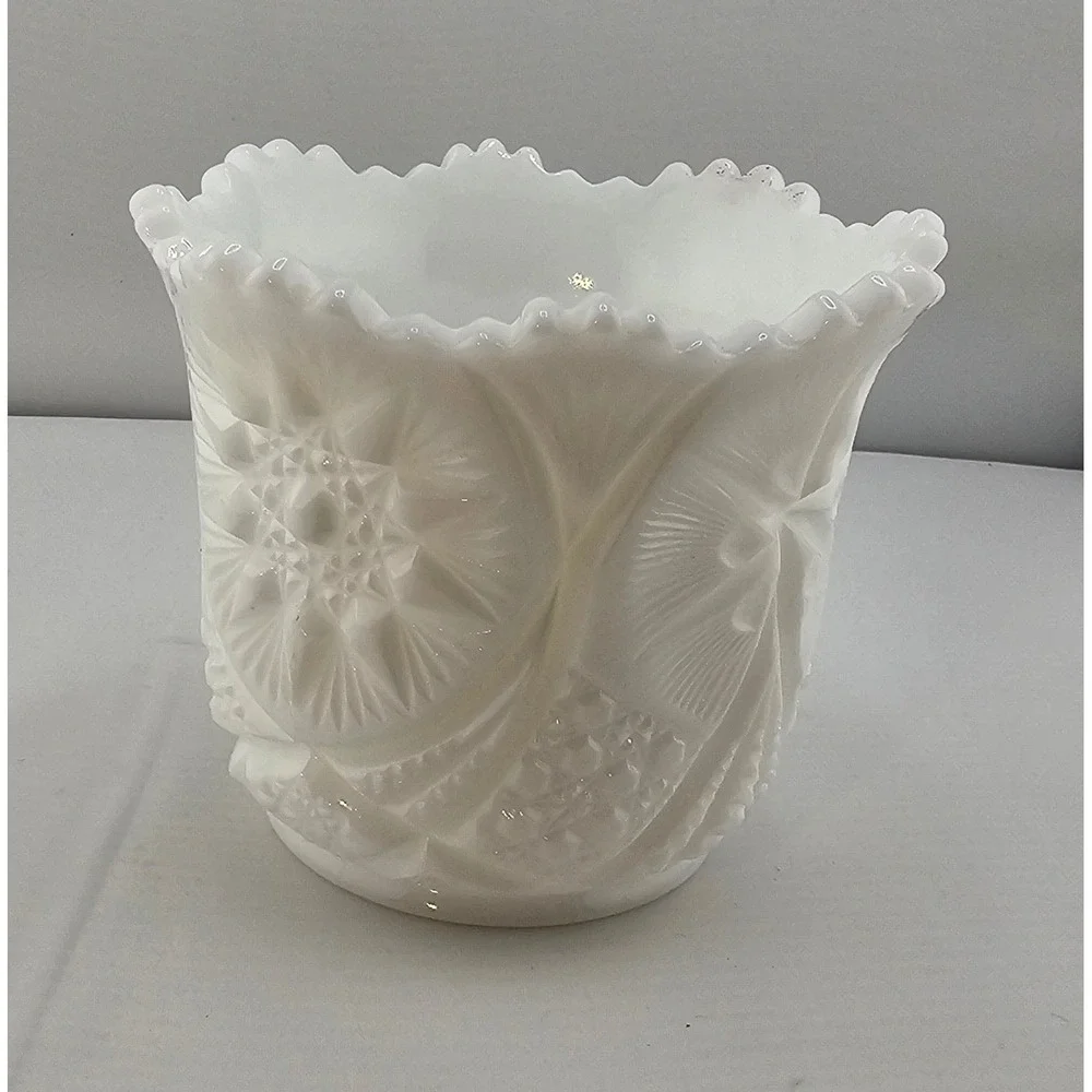 Vintage Milk Glass Creamer and Sugar Bowl Set Starburst mid-century‎ Farmhouse